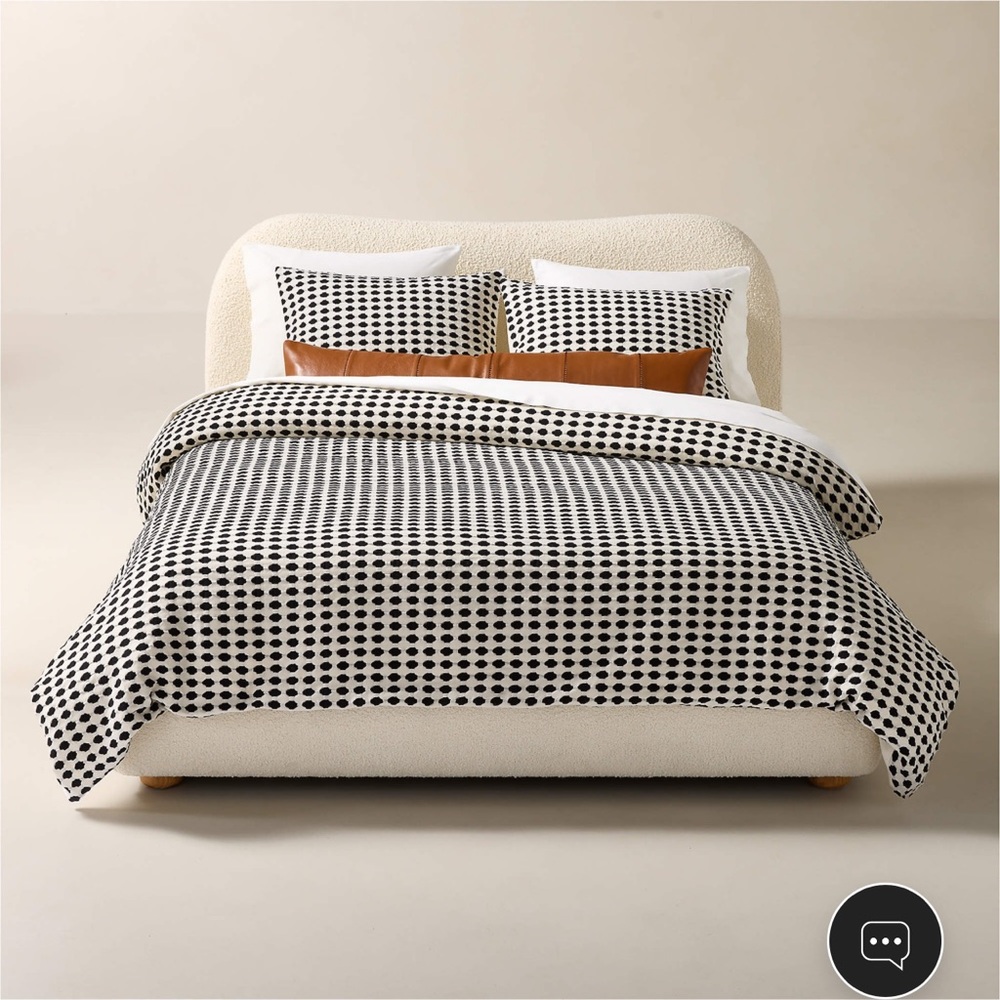 CB2 Estela Black and White Organic Cotton Queen Duvet Cover